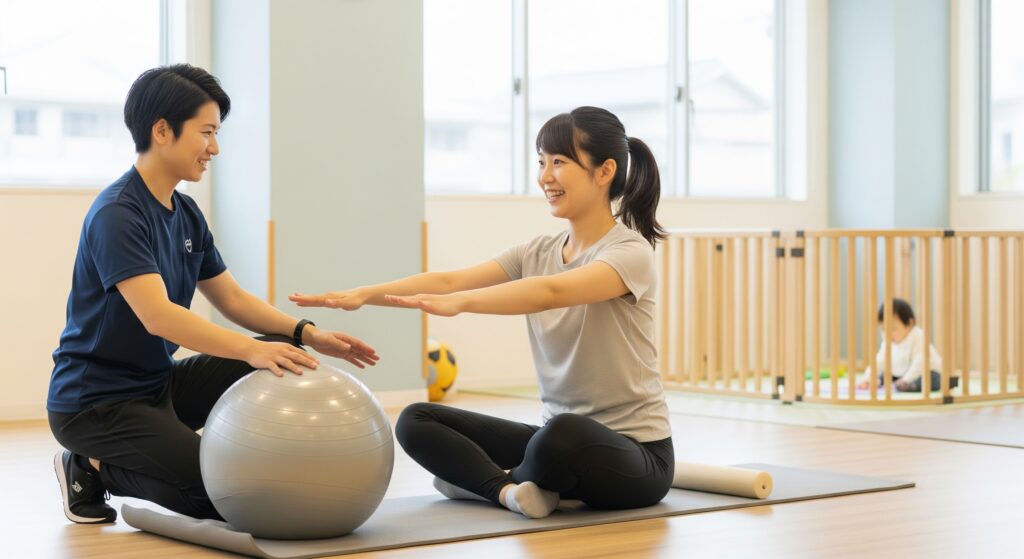 産後のダイエットのためにパーソナルジムに通うママ