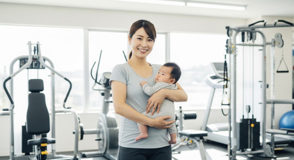 子連れ可能な産後ケア用のジムに通い、ダイエットを無理なく行うママ