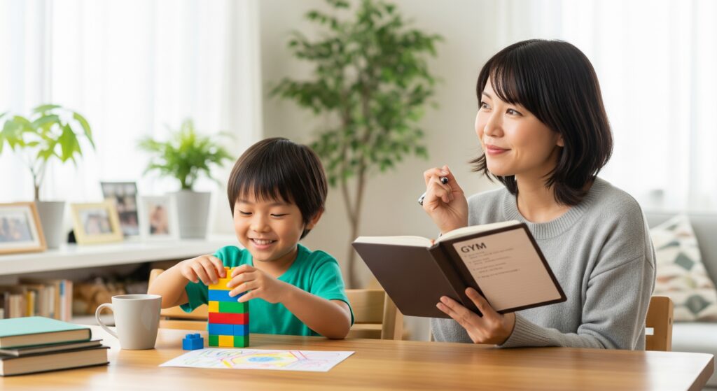 育児と両立しながらジムに通うスケジュールを立てるママ