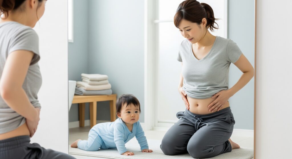 産後太りに悩み、ジムに通うことを決意するママ