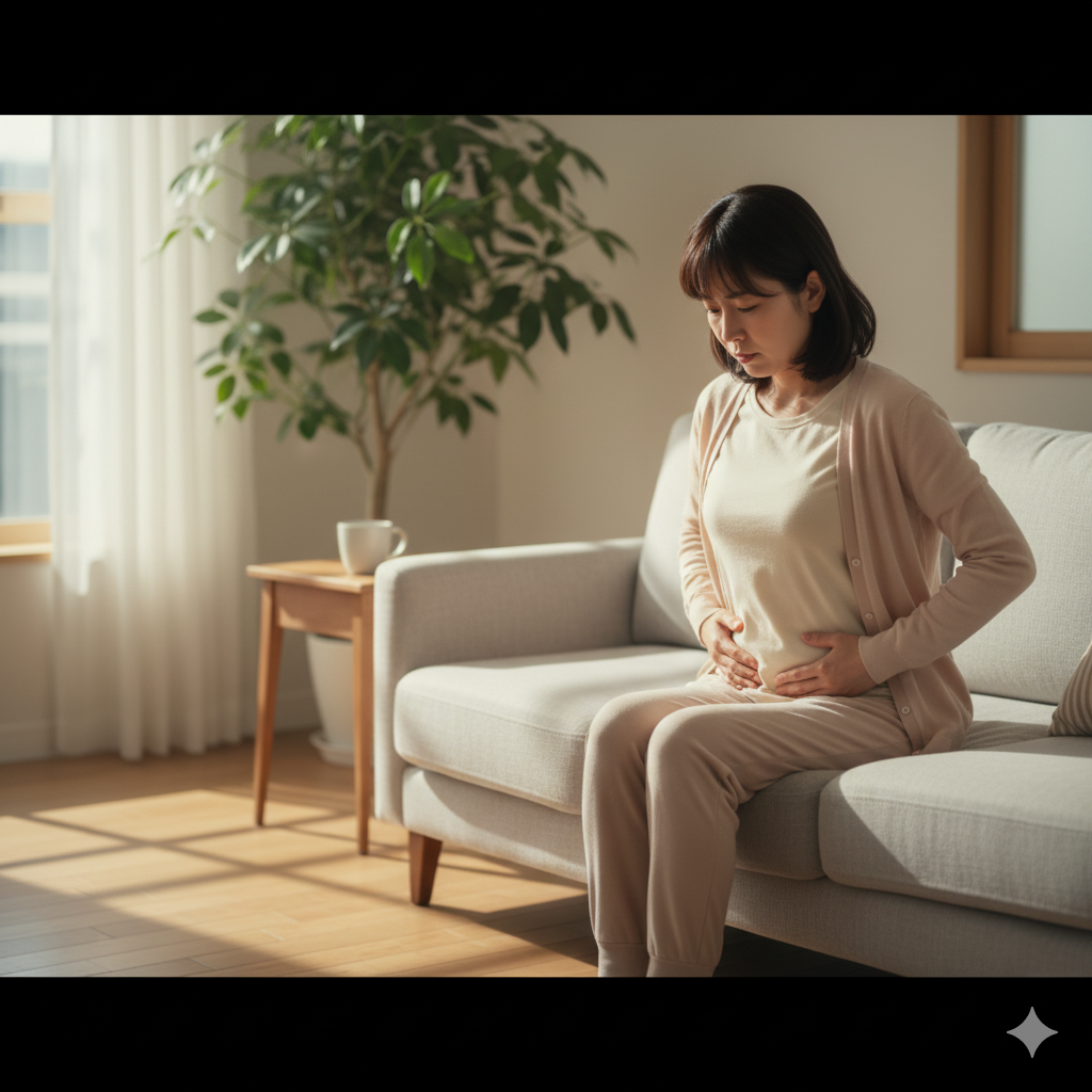 産後半年が経ってもお腹がへこまないことに悩む帝王切開後のママ
