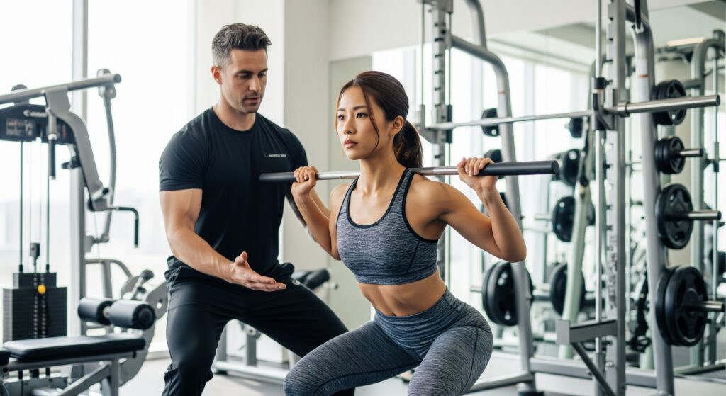 結婚式1ヶ月前のダイエットでパーソナルトレーニングを行う花嫁