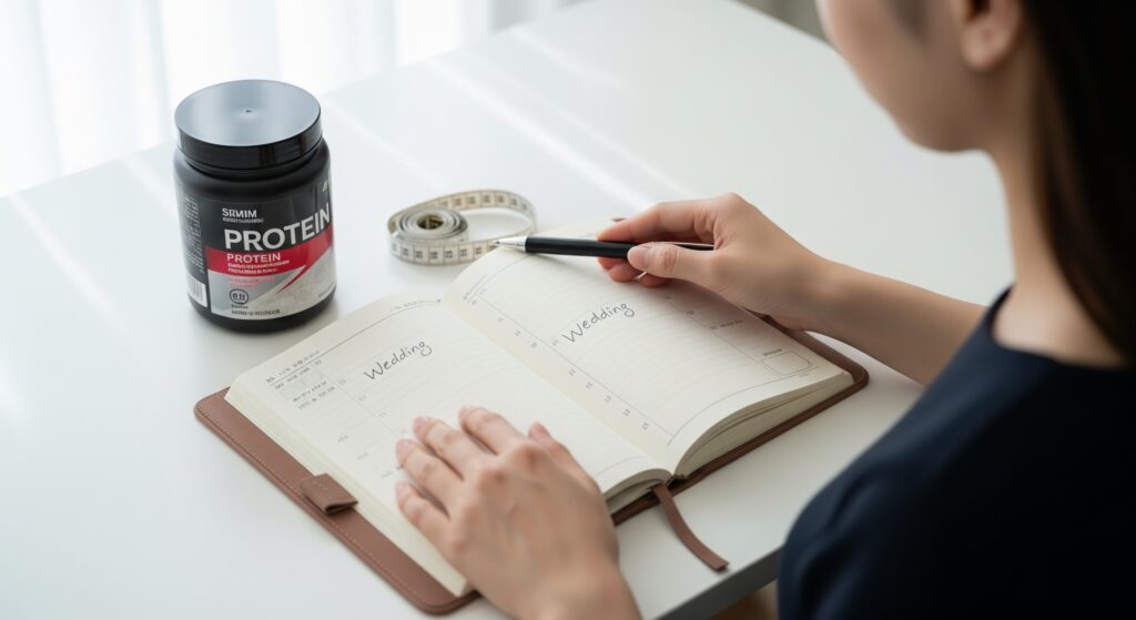 結婚式に向けて-10kgのダイエットのための計画を立てる女性