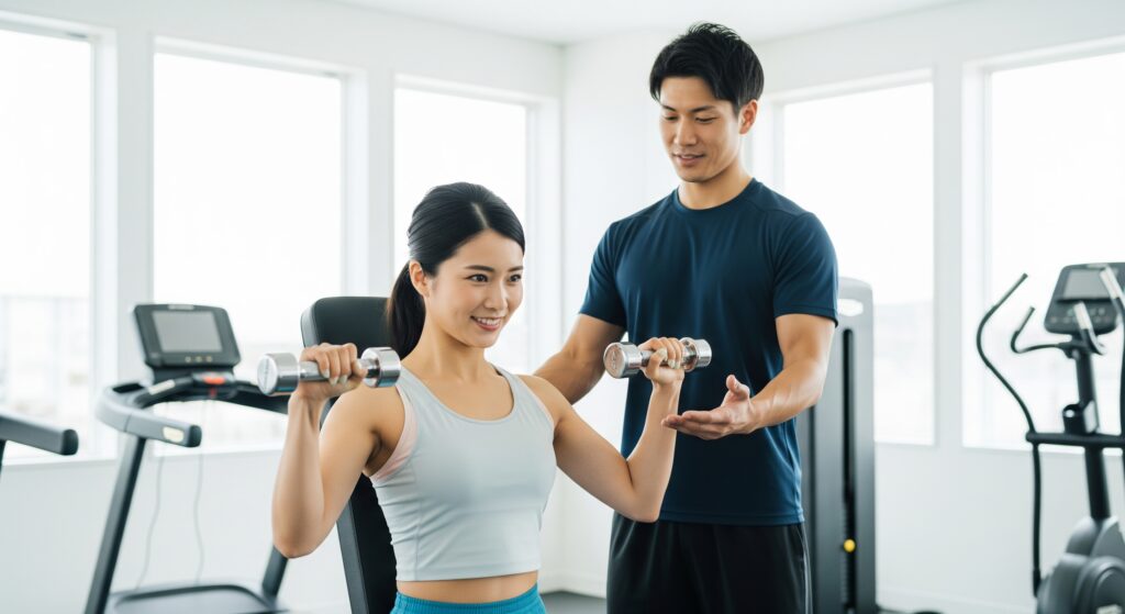 ブライダルスタジオでのフォトウエディングに向けてのダイエットをパーソナルトレーナーと行う花嫁