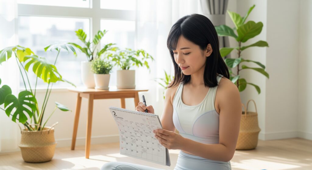 ブライダルのための自宅でのダイエットの計画を立てる花嫁