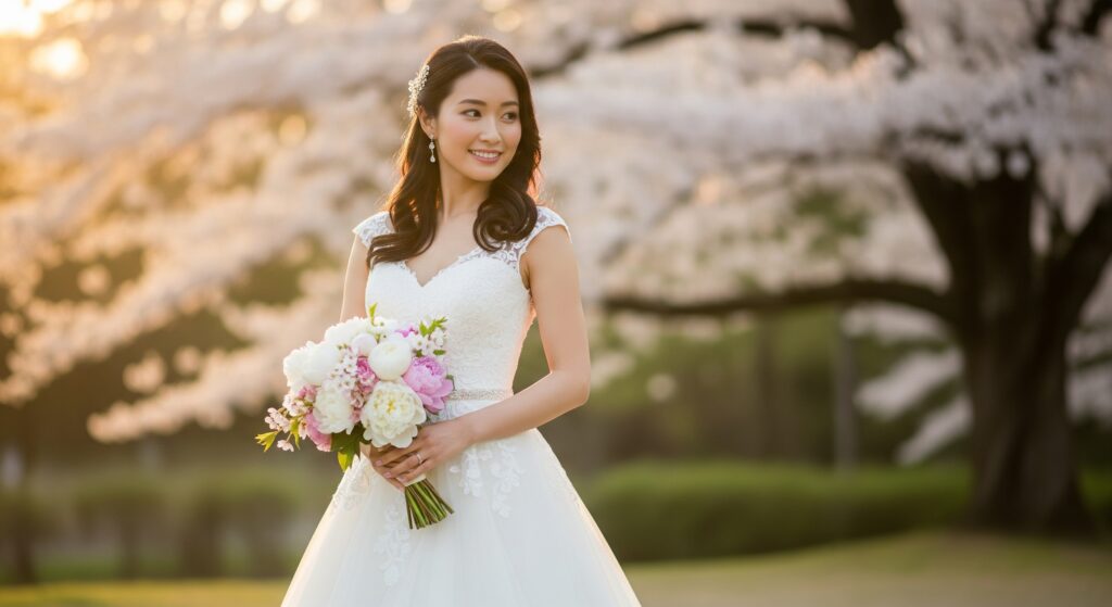 理想のウェディングドレスを着るために痩せることに成功した花嫁