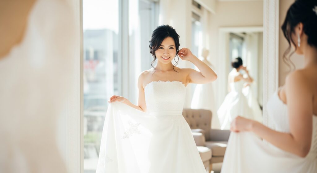 ウェディングフォトに向けたダイエットに成功し、理想の姿を手に入れた花嫁