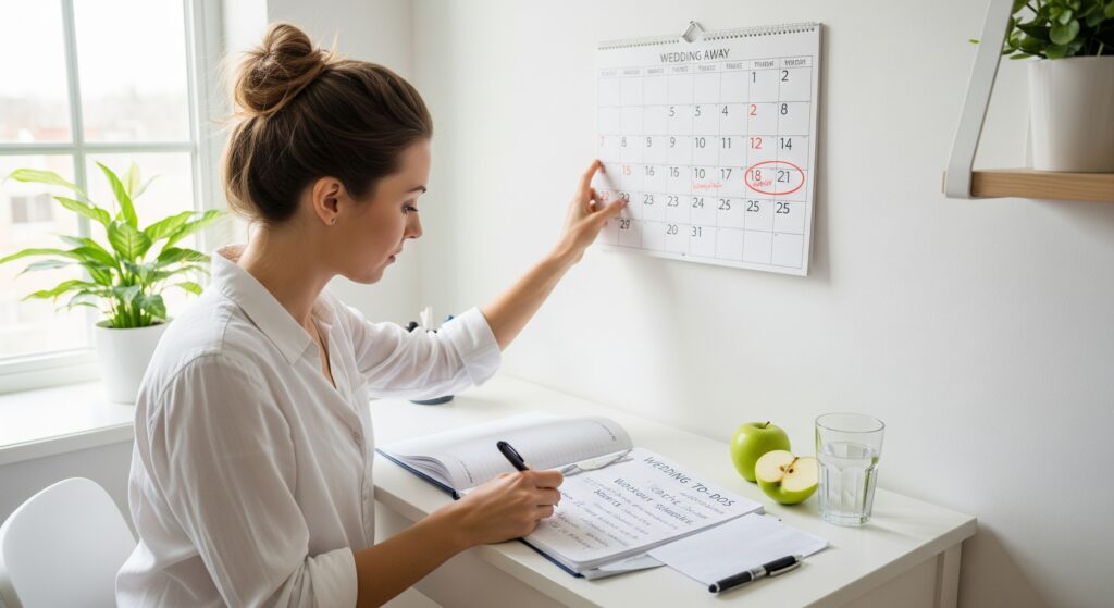 結婚式までのダイエットスケジュールを立てる花嫁