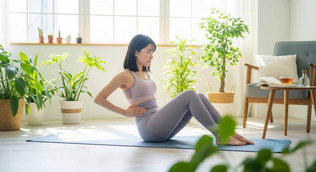 ブライダルのための自宅でダイエットとしてトレーニングを行う花嫁