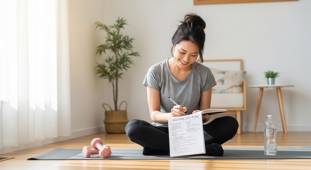 結婚式直前の追い込みダイエットの計画を立てる花嫁