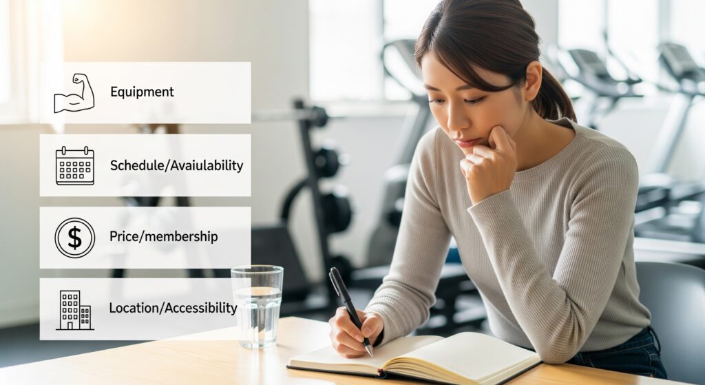 ウェディング準備でパーソナルジムに通うためのチェックポイントを確認する花嫁