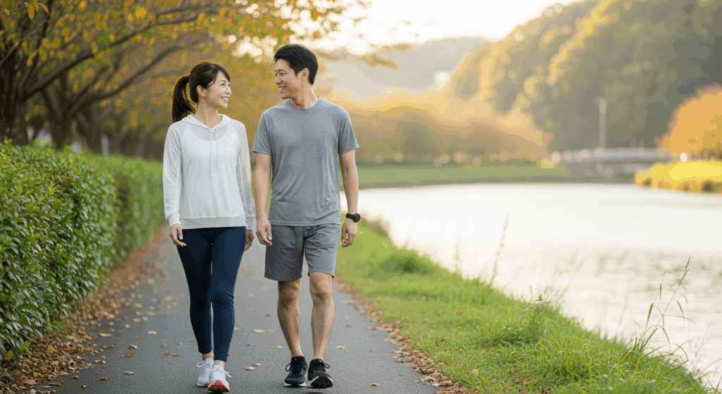 結婚式のために15キロのダイエットを行い、成功した花嫁が旦那さんと一緒に運動する様子