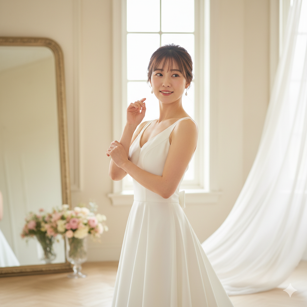 結婚式前に二の腕ダイエットを意識する花嫁のイメージ写真