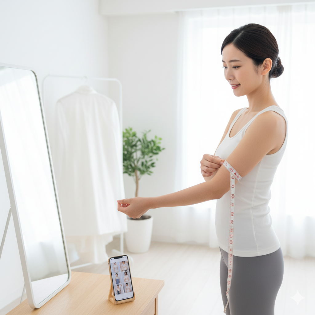 結婚式に向けて二の腕を痩せたい花嫁が、自宅でペットボトルを使ったキックバックのトレーニングをしている様子