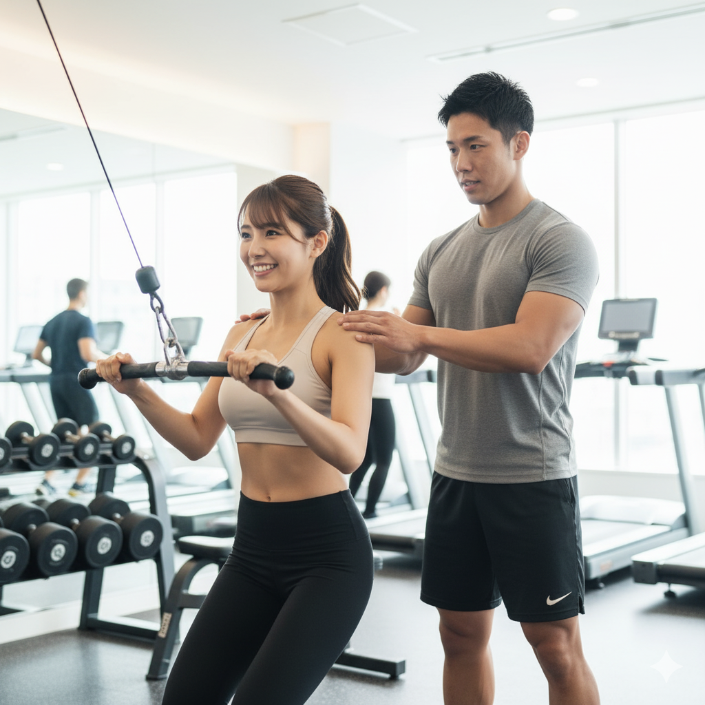 パーソナルトレーナーと一緒にトレーニングに励む花嫁