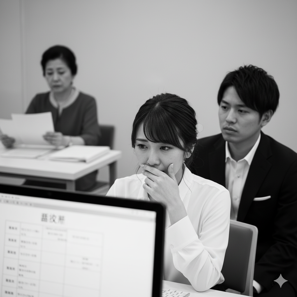 席次表のリストを見て涙ぐむ花嫁。両家の意見でゲストが外され、気まずい空気が漂う打ち合わせの様子。