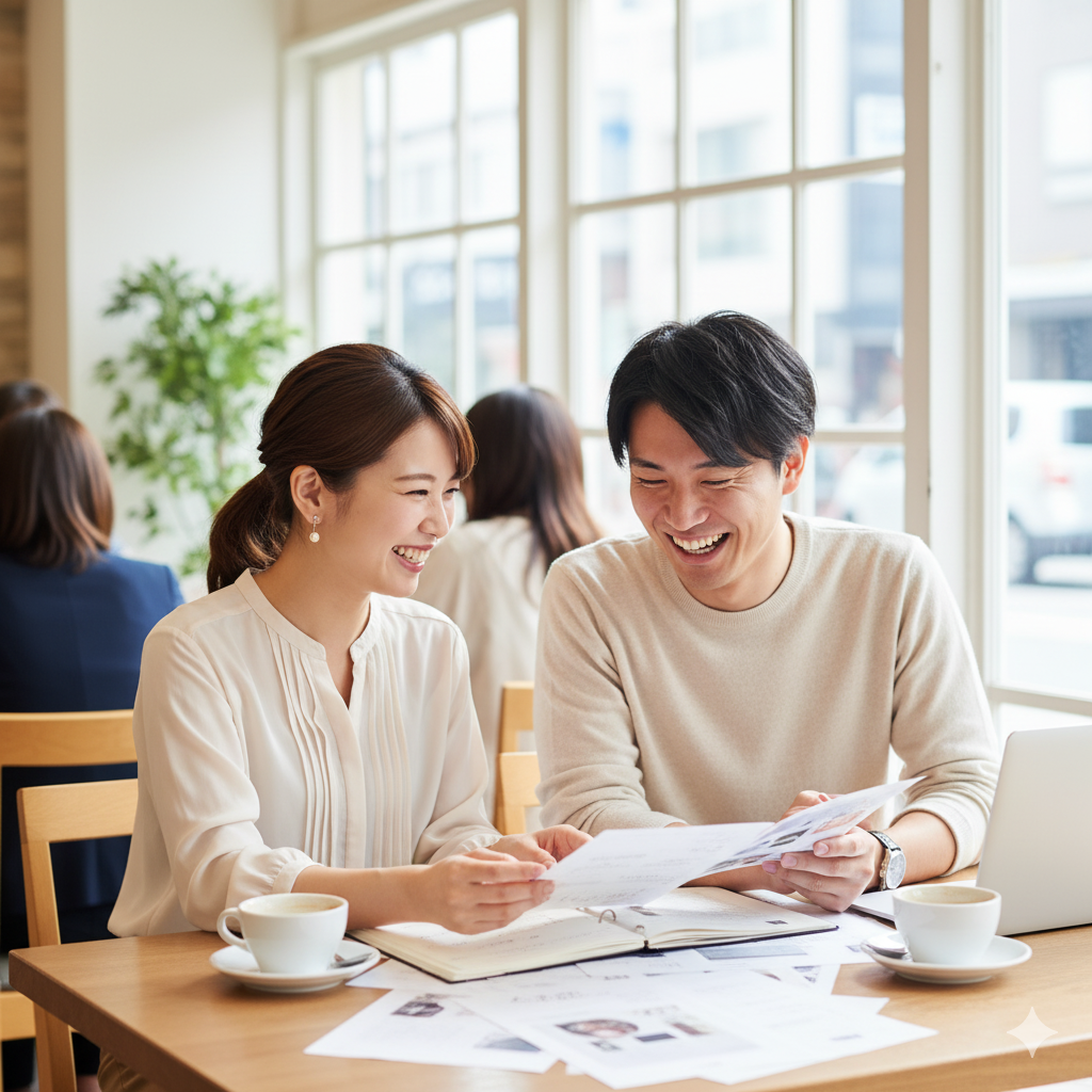 結婚式準備をデート気分で楽しむ花嫁と花婿