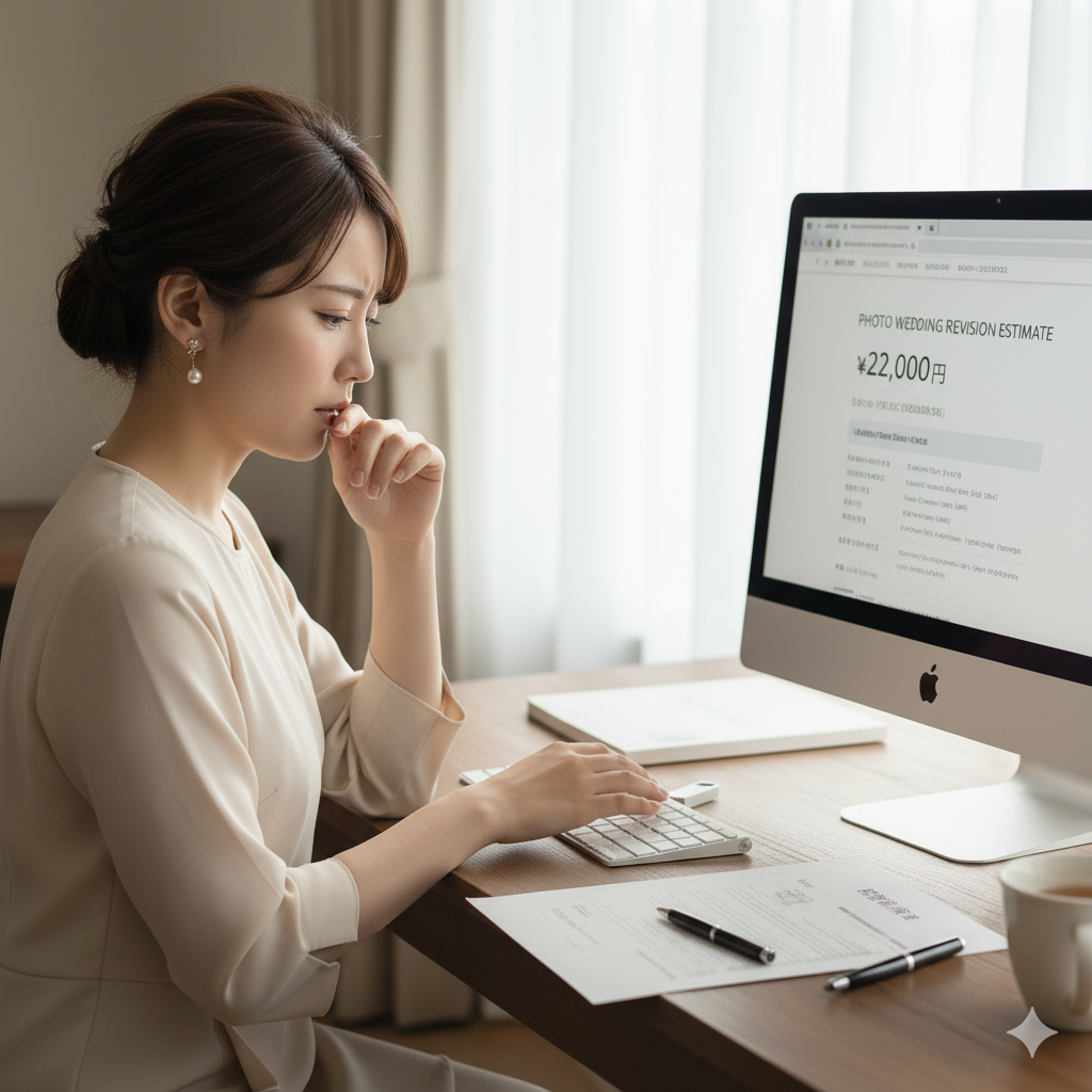修正料金の高さに悩む花嫁